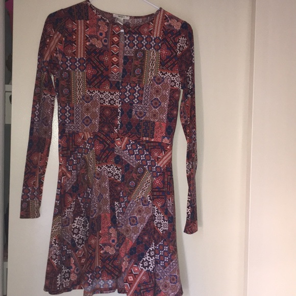 Long Sleeve Mini Bohemian Print Forever 21 Dress - Picture 6 of 6